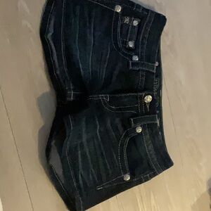 Miss Me Black Denim Shorts with Silver Accents